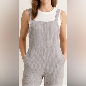 EVERLANE Sleeveless Square Neck Striped Crop Coastal Gray Jumpsuit Size 0